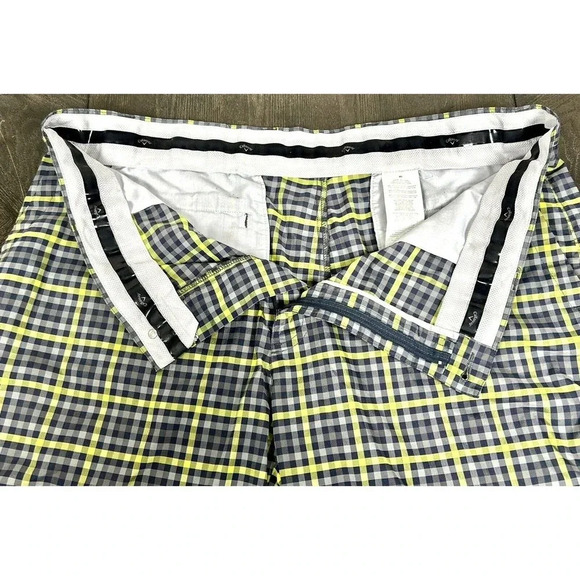 Callaway Golf Shorts Blue Yellow Plaid Pockets Stretch Men's 40 - Picture 9 of 10